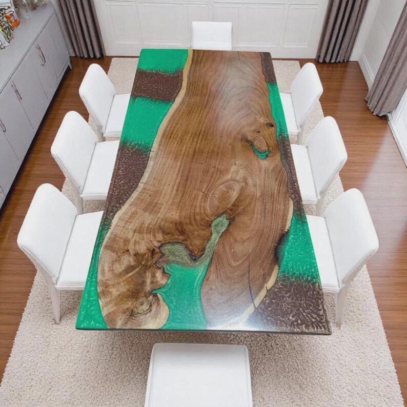Made to Order Resin River Dining Table: Wooden Furniture - Etsy Canada