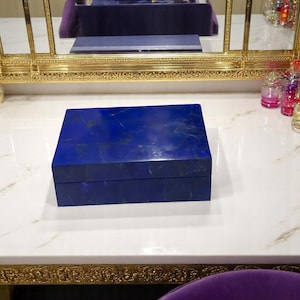 Lapis Lazuli Jewelry Box Blue Marble Storage Elegant Mother&#39;s Day Gift for Mom