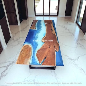 Coastal Epoxy Resin Dining Table - Beach House Decor