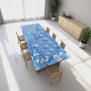 Blue Agate Dining & Coffee Table for Hallway Interior Mid Century Modern Furniture