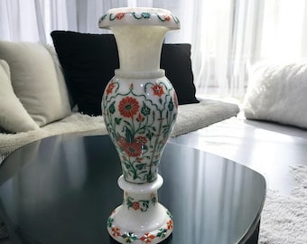インド大理石　壺 手作り大理石製花瓶：インドの象嵌宝石デザイン、高さ20インチ - Etsy 日本