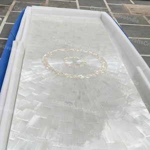 Selenite Console Table White Crystal Stone Dining Table Modern Luxury Living Room Furniture Handmade Gemstone Table Decors