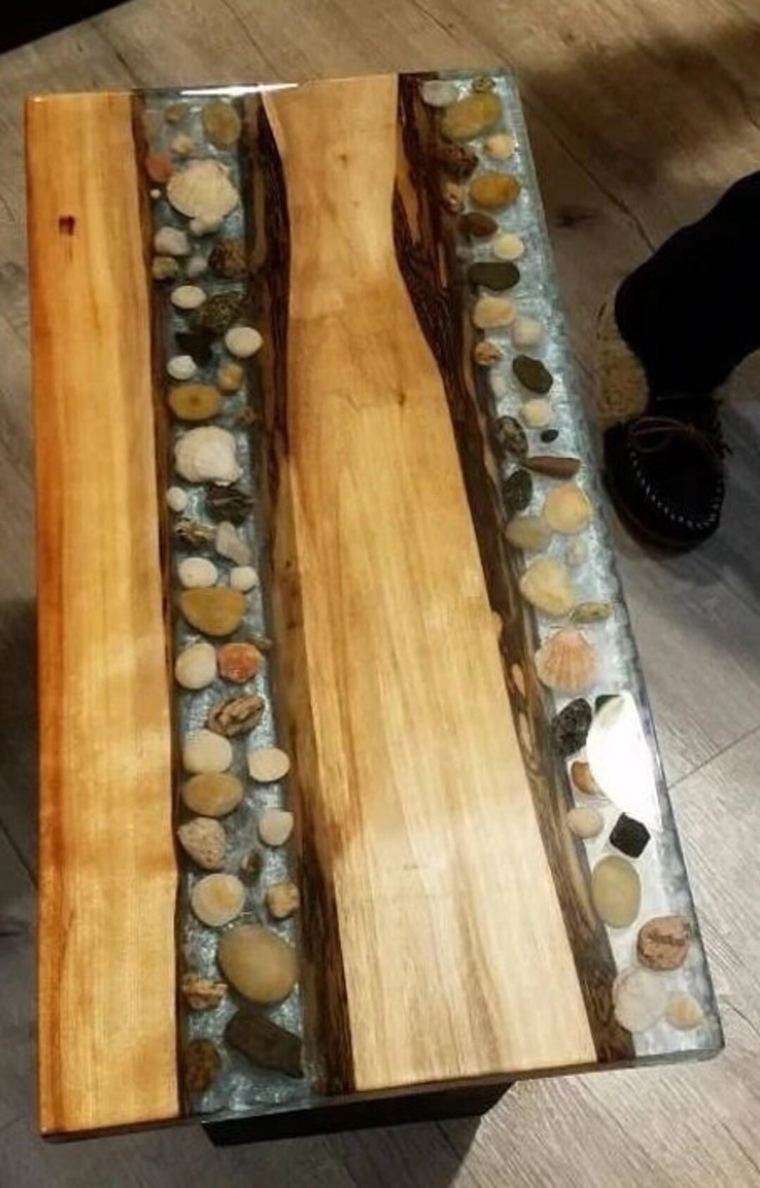 Pebbles Epoxy Table Resin Coffee Table Clear Resin Table Etsy