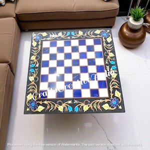 Luxury Marble Chess Board Handmade Semi-Precious Stone Inlay Game Set for Home Décor