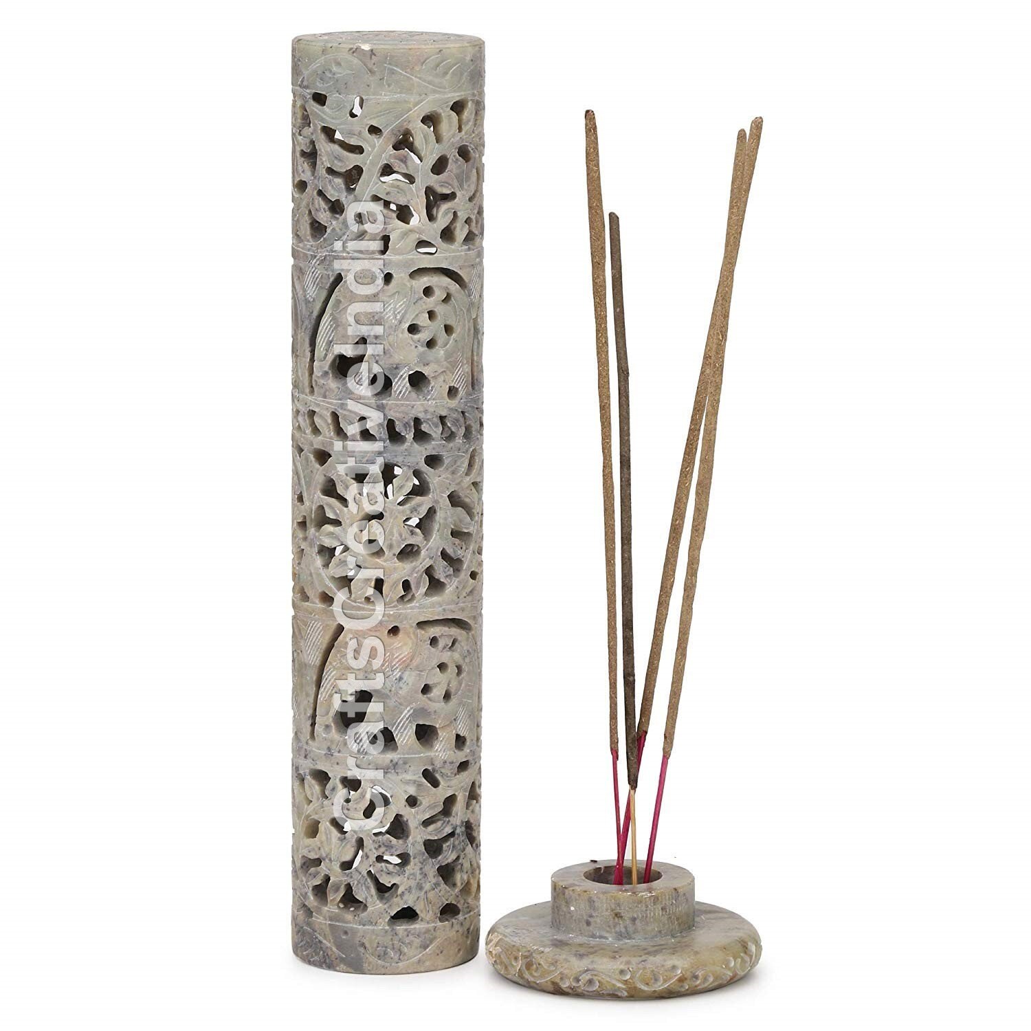 10.5 Handmade Soapstone Tower Incense Burner Holder Etsy