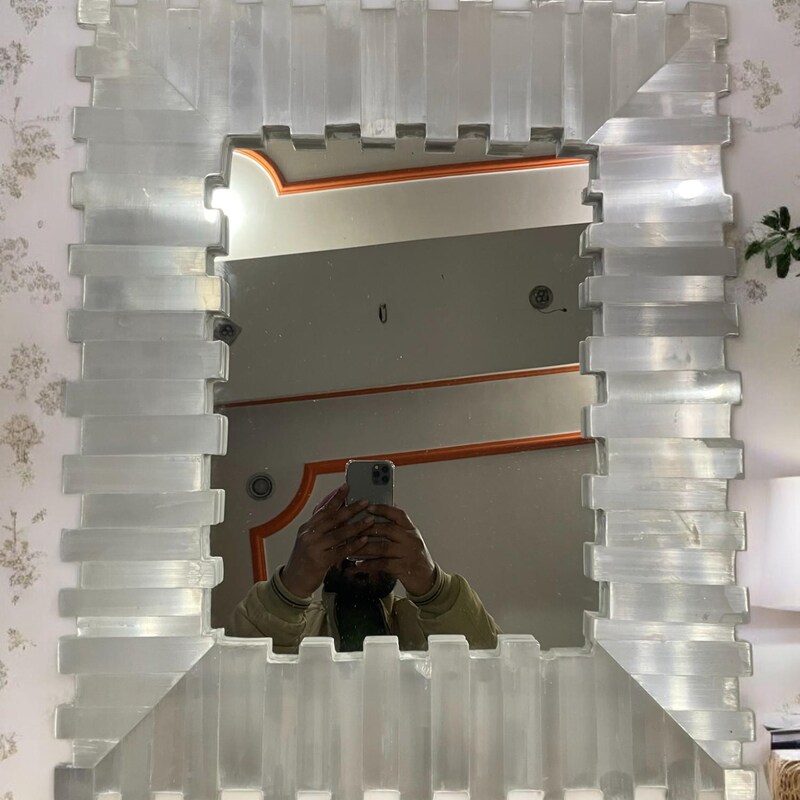Handcrafted Selenite Wall Mirror - Elegant Crystal Frame for Home Décor