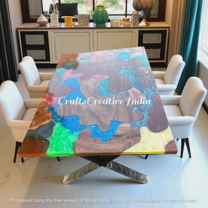 Colorful Epoxy Resin Dining Table Top, Side Table Living Room, Epoxy Modern Furniture, Natural Acacia Wood, Custom Coffee Tables Wood Resin