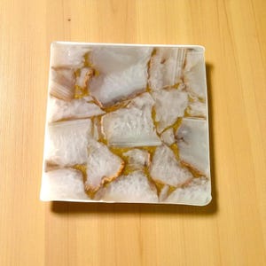 Handmade Coffee Table Top / Square White Agate Table / End Table /  Elegant Farmhouse Decor Centerpiece / Kitchen Table