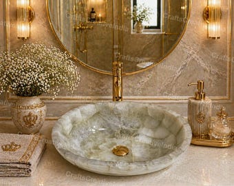 Handmade White Quartz Stone Sink – Oval Bathroom Vessel Basin – Elegant Vanity Sink