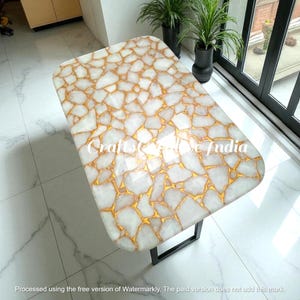 Agate Table Top, Patio Dining Table, White Crystal Table, Agate Countertop, Agate Center Table, Living Room Decor, Stone Table
