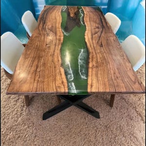Custom Order Acacia Wood  Epoxy Resin Table for Kitchen & Dining Room Luxury Handmade Resin River Sofa Center Top Office Furniture