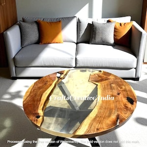 Round Epoxy Resin Wood Table Top – Custom Dining, Coffee, or End Table, Unique Gift for him