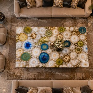 Large Rectangular Agate Coffee Table, Luxury Gemstone Center Table for Living Room Decor image 2
