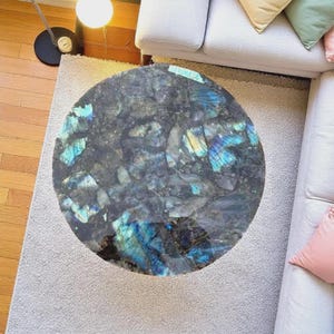 Handmade Labradorite Coffee Table Top: Luxury Gemstone Furniture