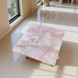 Square Pink Quartz Table Top / Coffee Table / Handmade Table Top/Living Room Furniture / Mid Century Modern Art / Elegant Home Decor