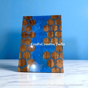 Honeycomb Epoxy Resin Coffee Table | Blue River Wood Table | Modern Handmade Home Decor | Coffee Table Top | Dining Room Table
