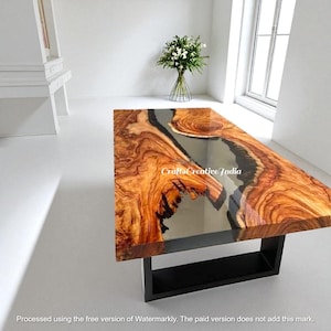Customisable Dining Table Top | Epoxy Table Top with Acacia Wood | Coffee Table Top | Live Edge Wooden Table Top