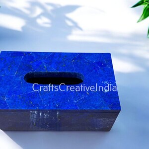Blau Lapislazuli Taschentuchbox Bezug: Handgemachtes Edelstein Badezimmer Dekor