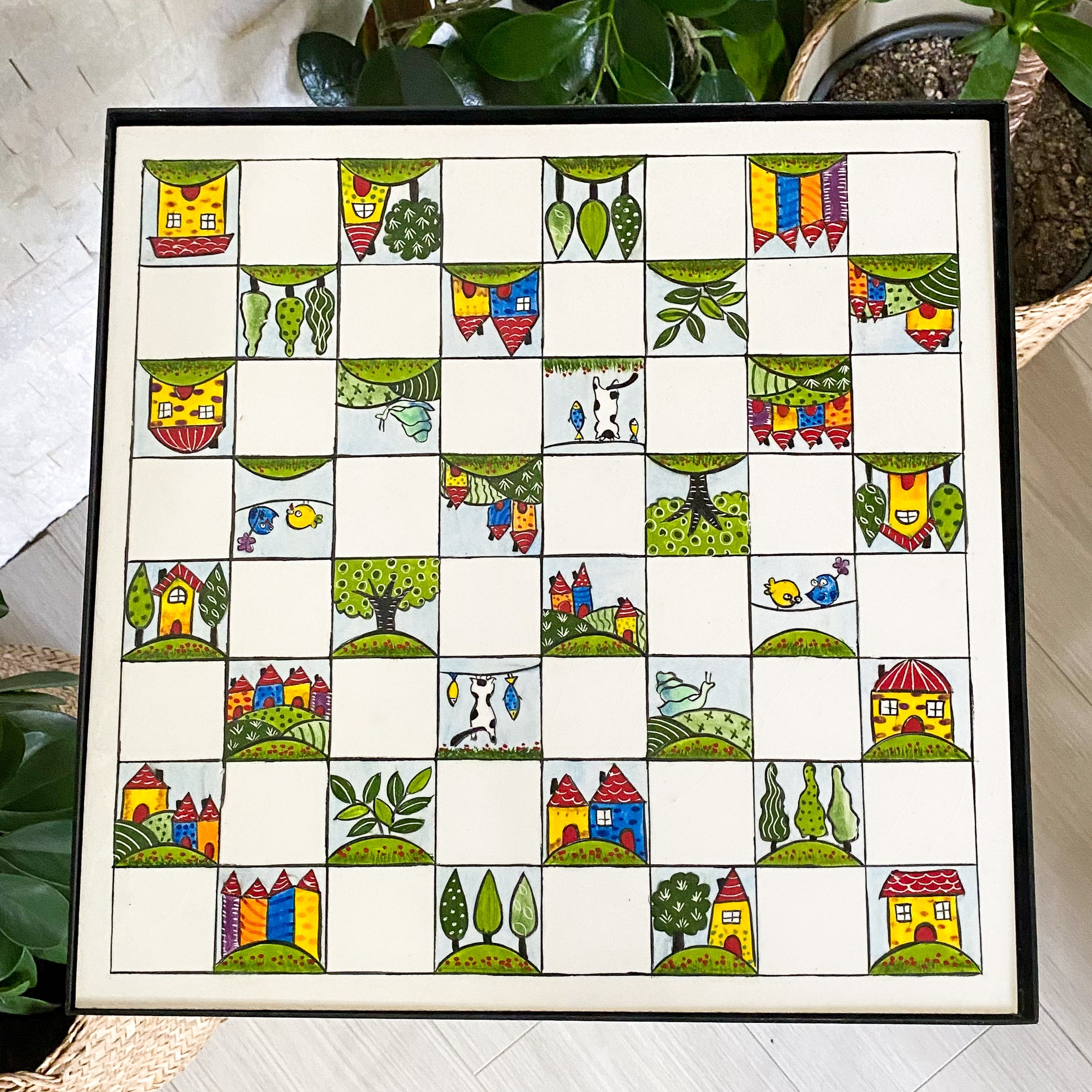 Handcrafted Ceramic Tile Chess Set With Coffee Table, Unique Chessboard ...