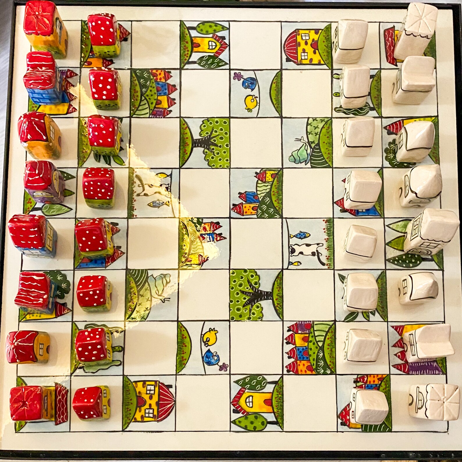Handcrafted Ceramic Tile Chess Set With Coffee Table, Unique Chessboard ...