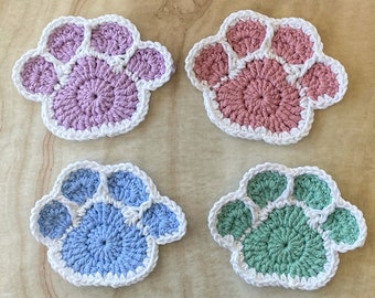 Paw Print Coaster | Set of 4 | Gift for Animal Lovers | Handmade Home Decor | Table Accent | Mug Coaster | Housewarming Gift | Ready to Ship