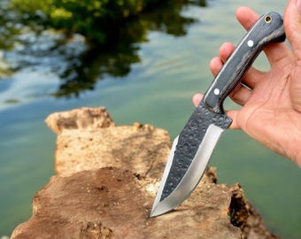 Handcrafted Carbon Steel Bushcraft Knife with Leather Sheath