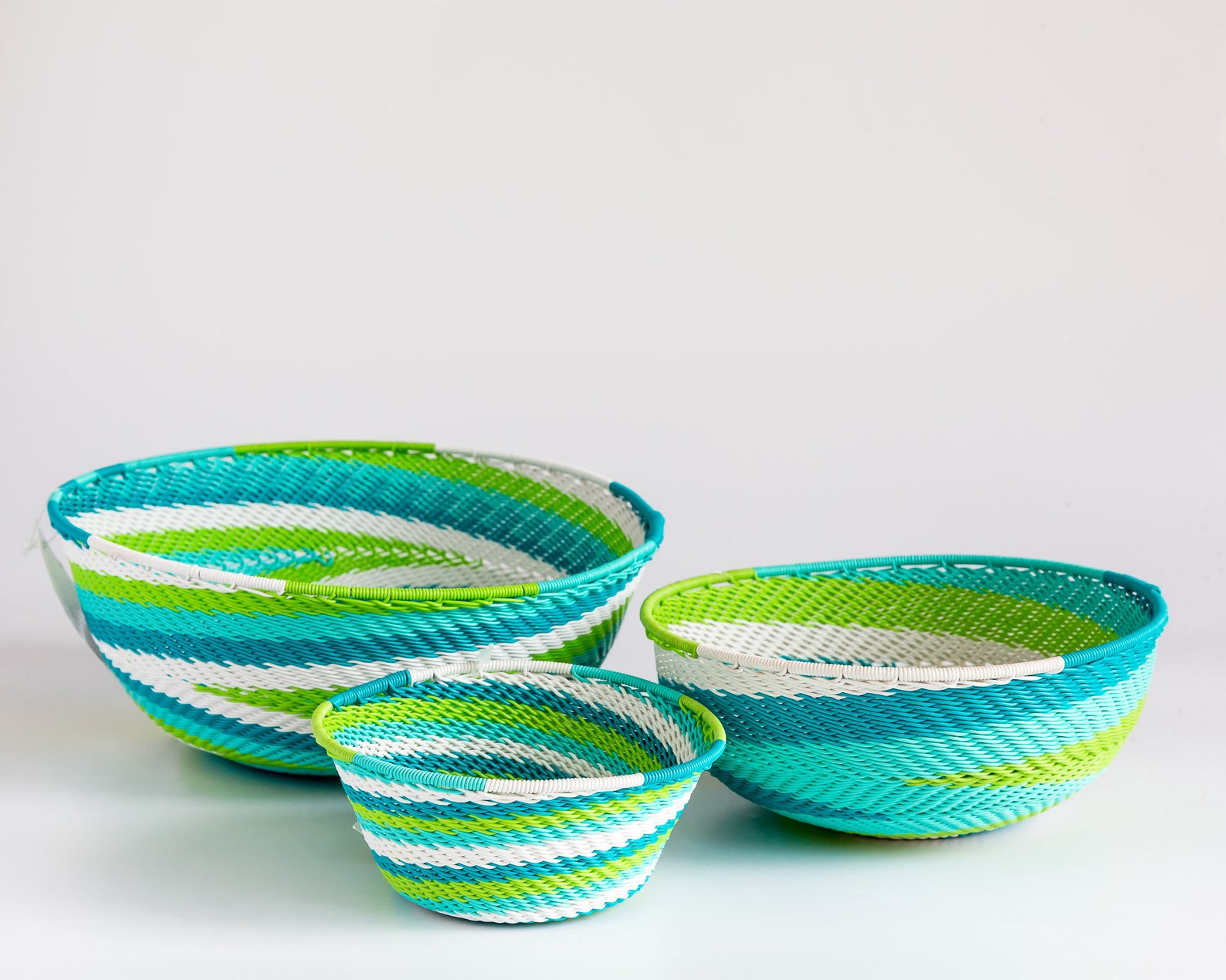 Bowl Green Blue Telephone Wire Basket Telephone Wire Bowl Etsy España