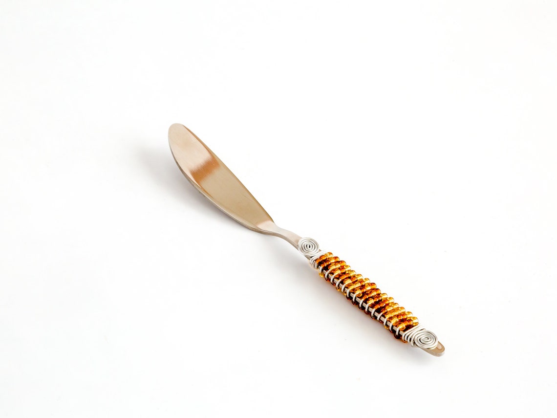 Butter Knife Mini Butter Knife Spreader With Beaded Handle Etsy