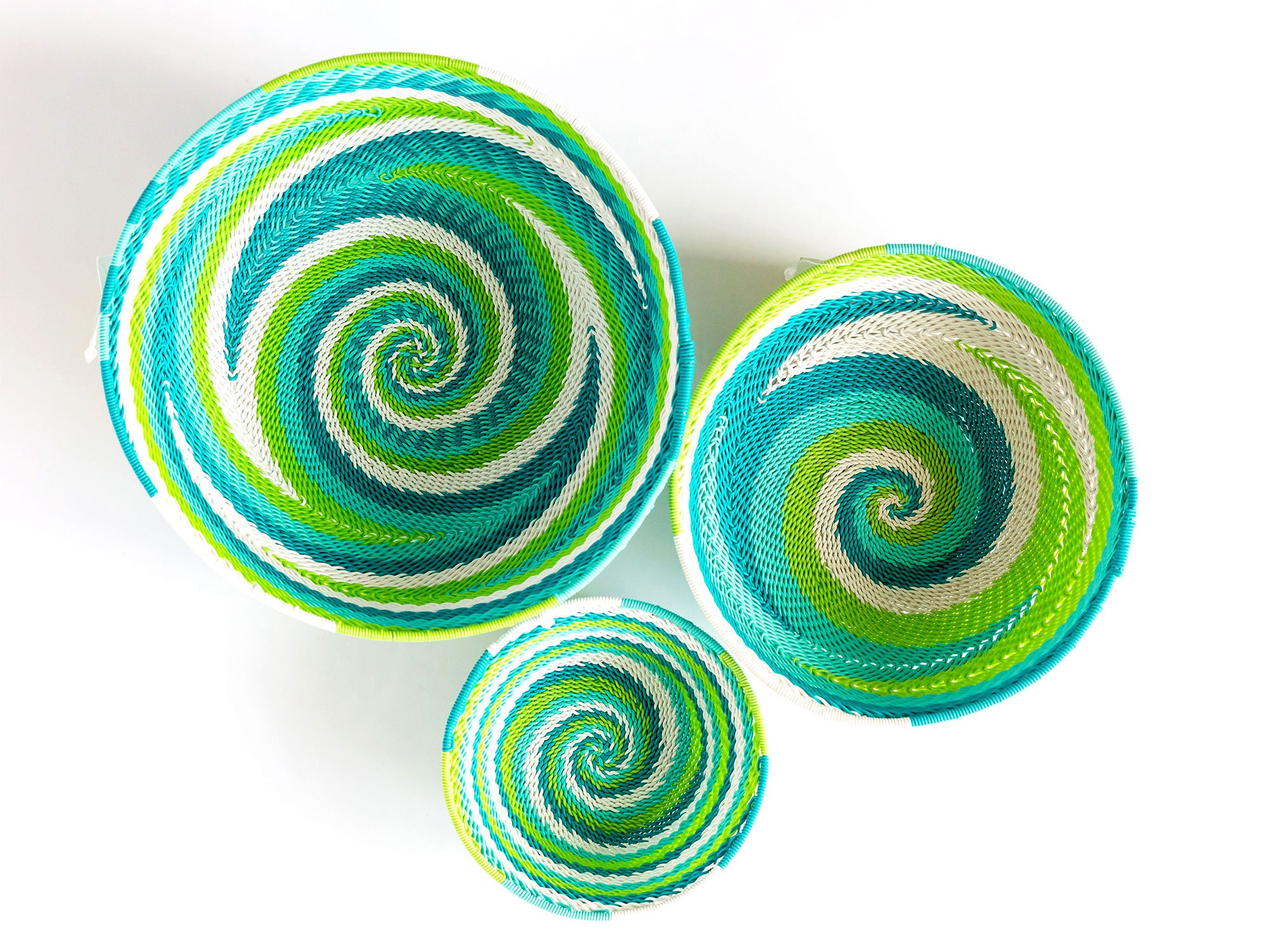 Bowl Green Blue Telephone Wire Basket Telephone Wire Bowl Etsy España