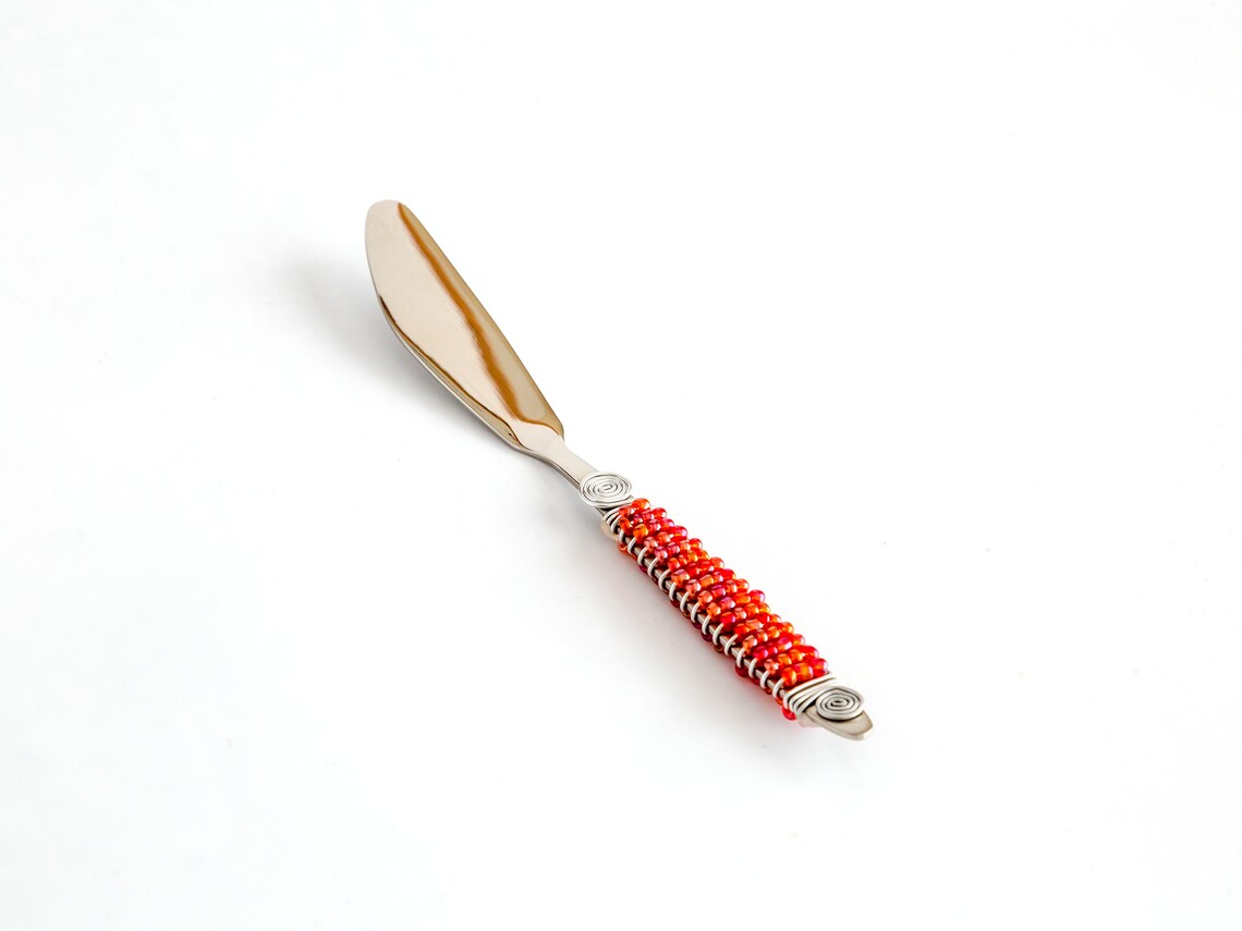 Butter Knife Mini Butter Knife Spreader With Beaded Handle Etsy