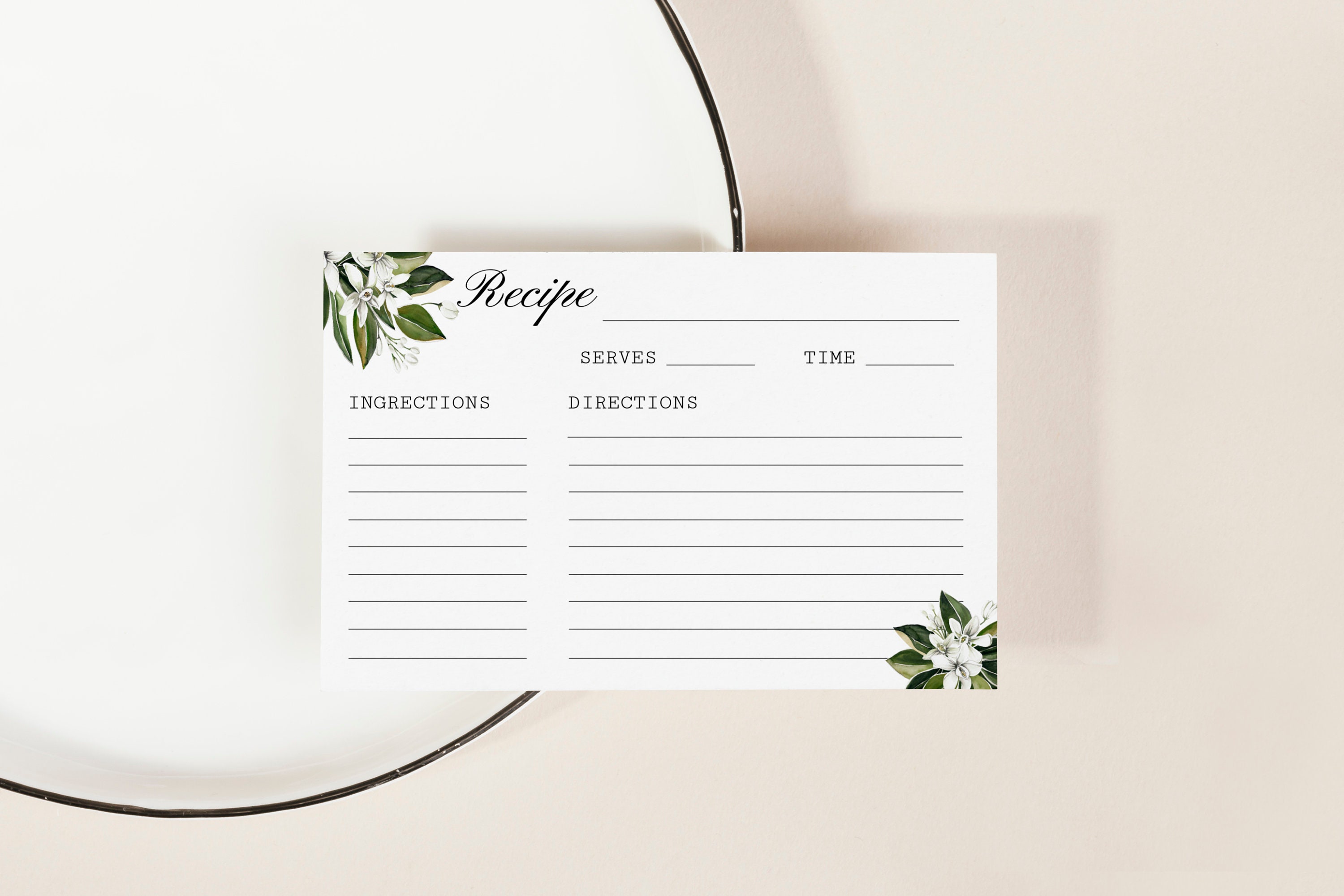 Wedding Recipe Card Bridal Shower Recipe Insert Editable Etsy
