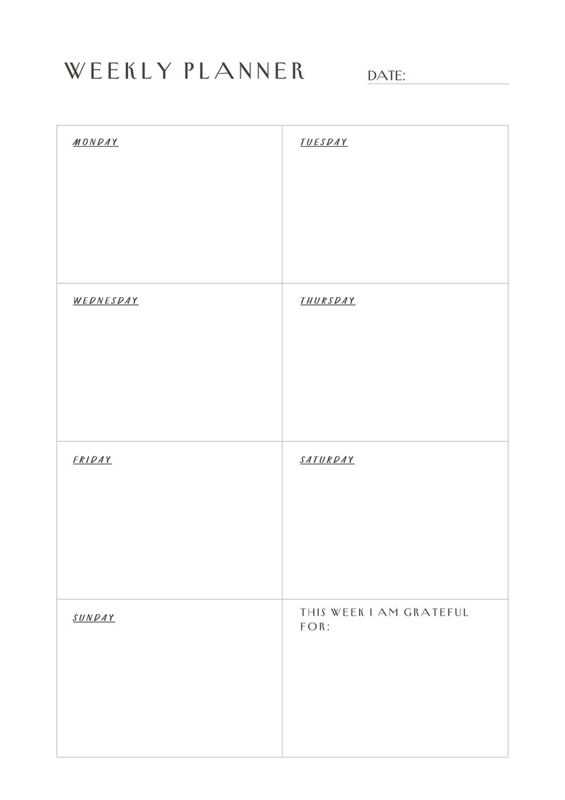Printable Weekly Planner, Fillable Weekly Organizer, Minimal Weekly ...