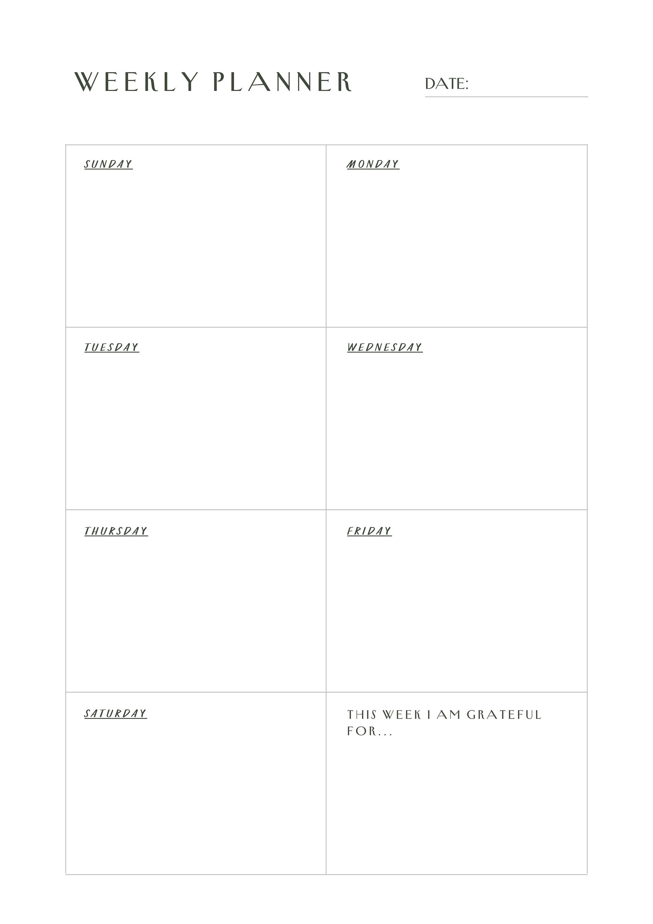 Printable Weekly Planner, Fillable Weekly Organizer, Minimal Weekly ...