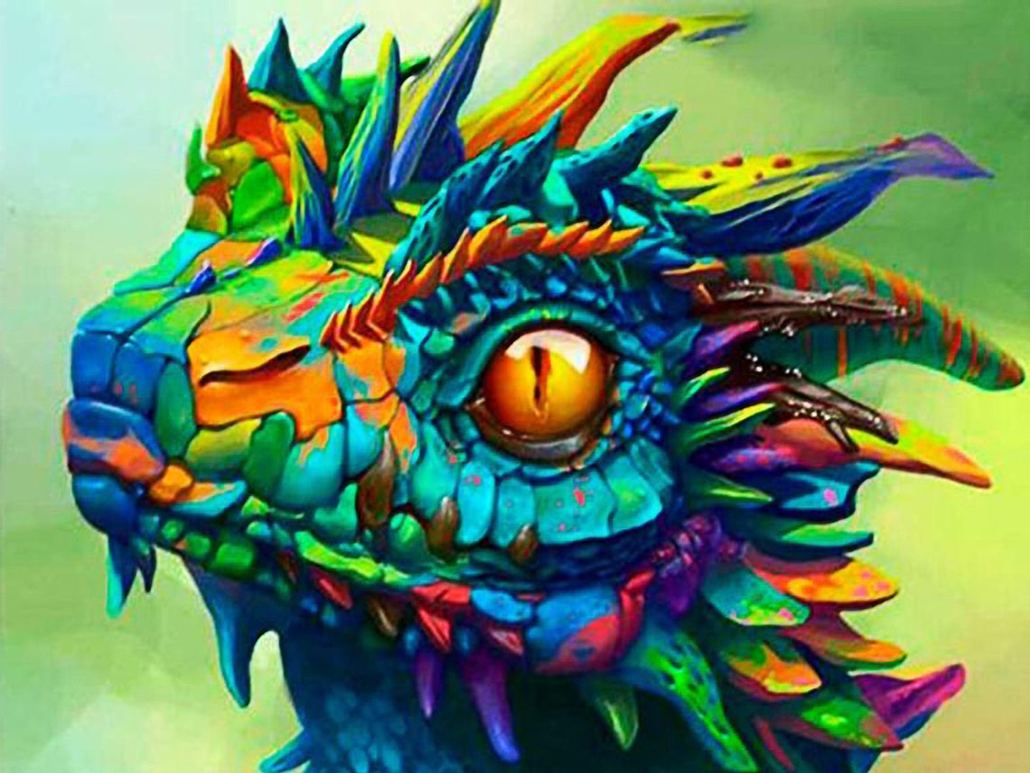 Colorful Dragon 5D diamond painting square / round diamond Etsy