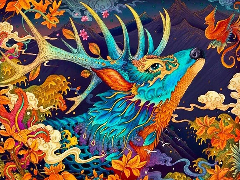 Nine Color Deer 5D DIY full squareround diamond painting full diamond embroidery painting cross stitch kit home decoration gift