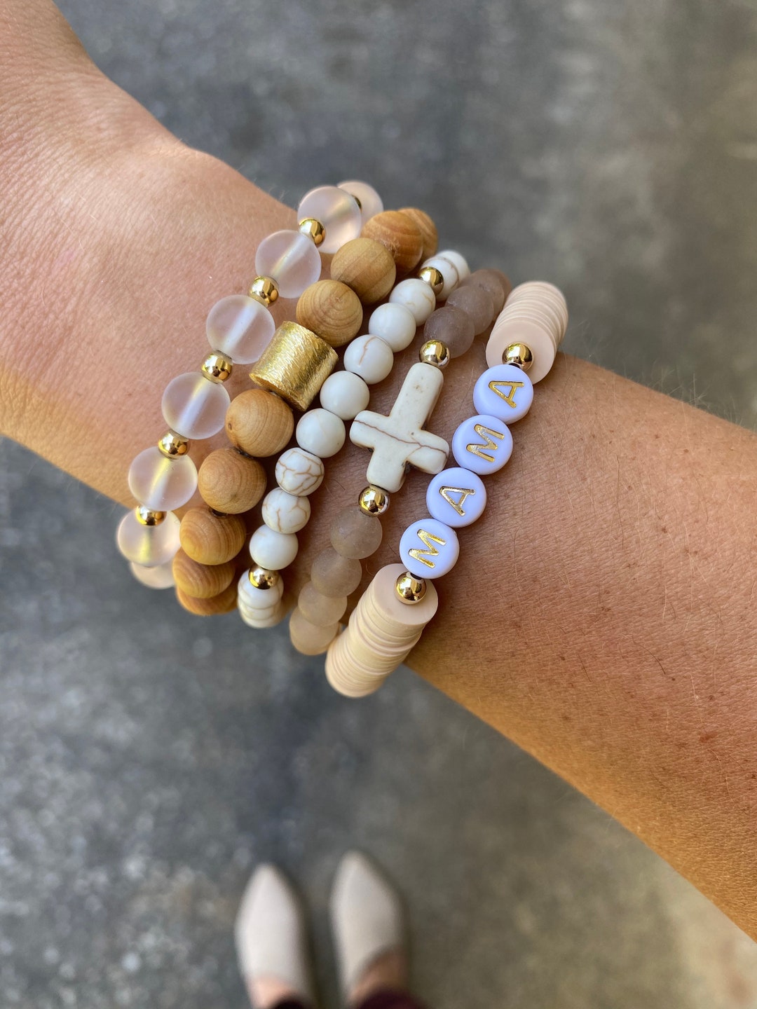 Mama Bracelet Stack Custom Letter Bead Bracelet Name Bracelet - Etsy