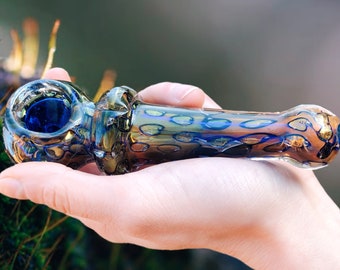 Thick Hand Crafted Blue Swirl Glass PipeGlass BowlSmoking PipeSmoking BowlTobacco PipeTobacco Bowl