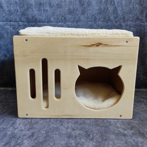 Handmade Pet furniture, Cat Wood Bed, Modern Wood Design, Stylish Cat Bad, Wooden Cat Indoor, Wooden Cat Gift, New Pet Gift, Christmas Gift