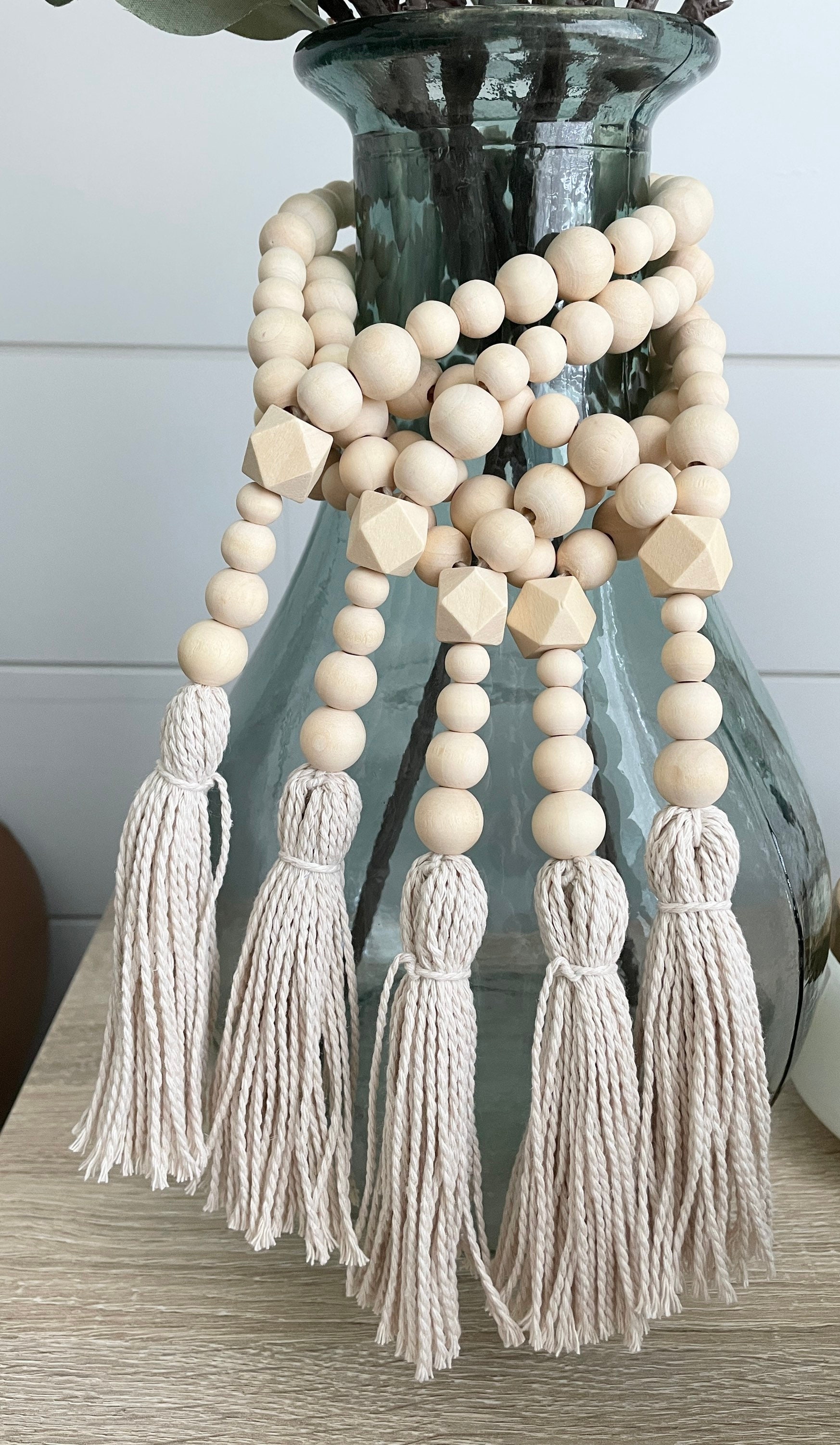 Vase Garland/vase Decor/geometric Wood Bead Garland With Etsy