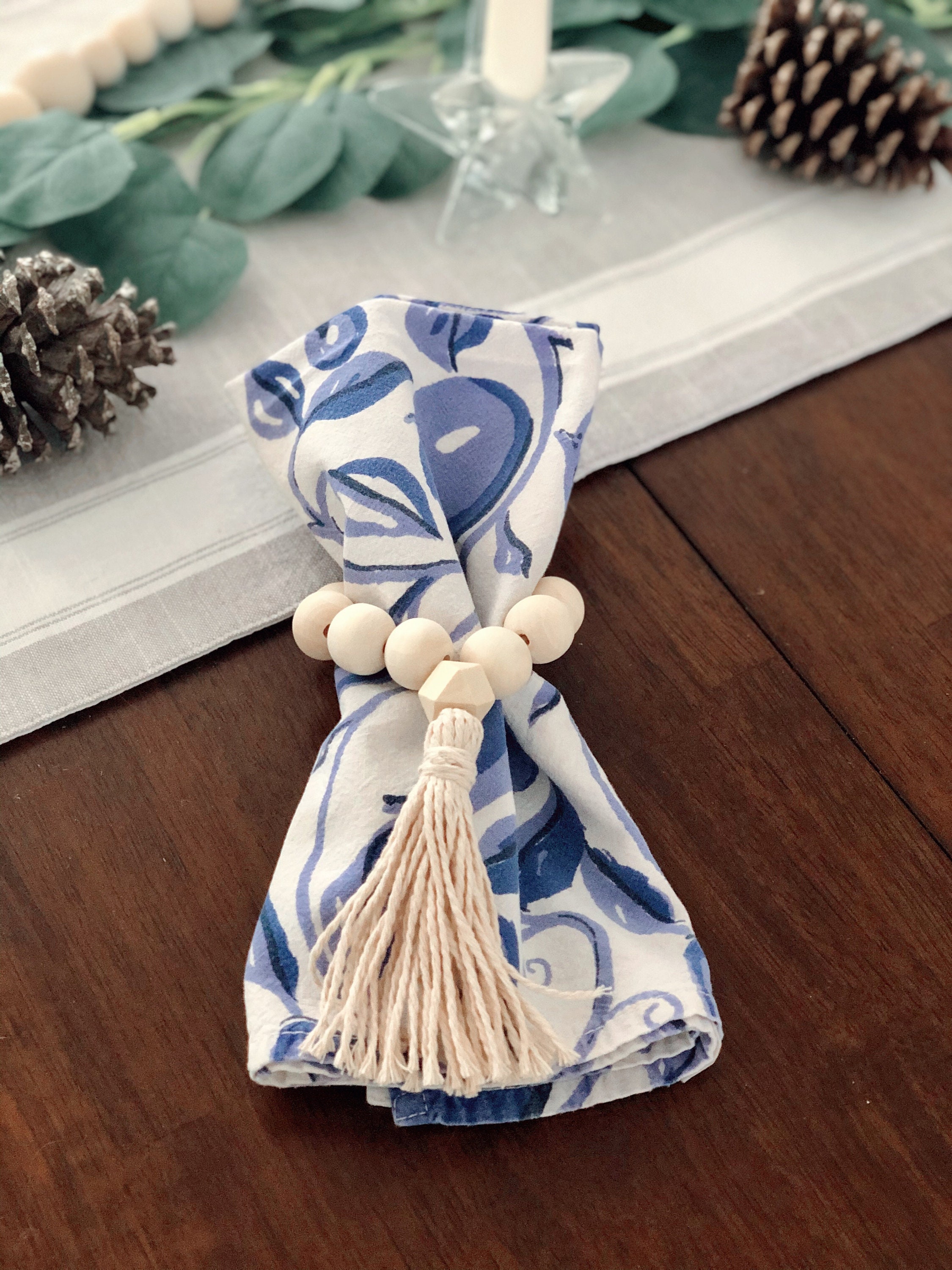 Wood Bead Napkin Rings/geometric Wood Bead Napkin Rings/napkin Etsy