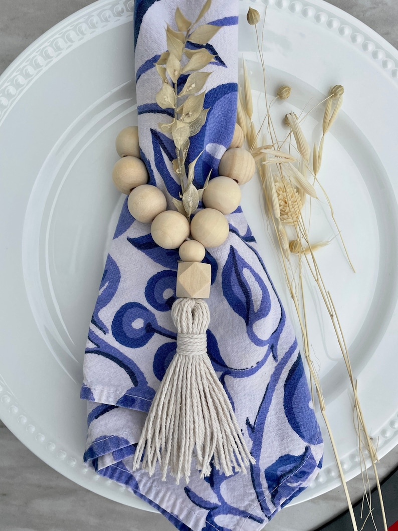 Wood Bead Napkin Rings/geometric Wood Bead Napkin Rings/napkin Etsy