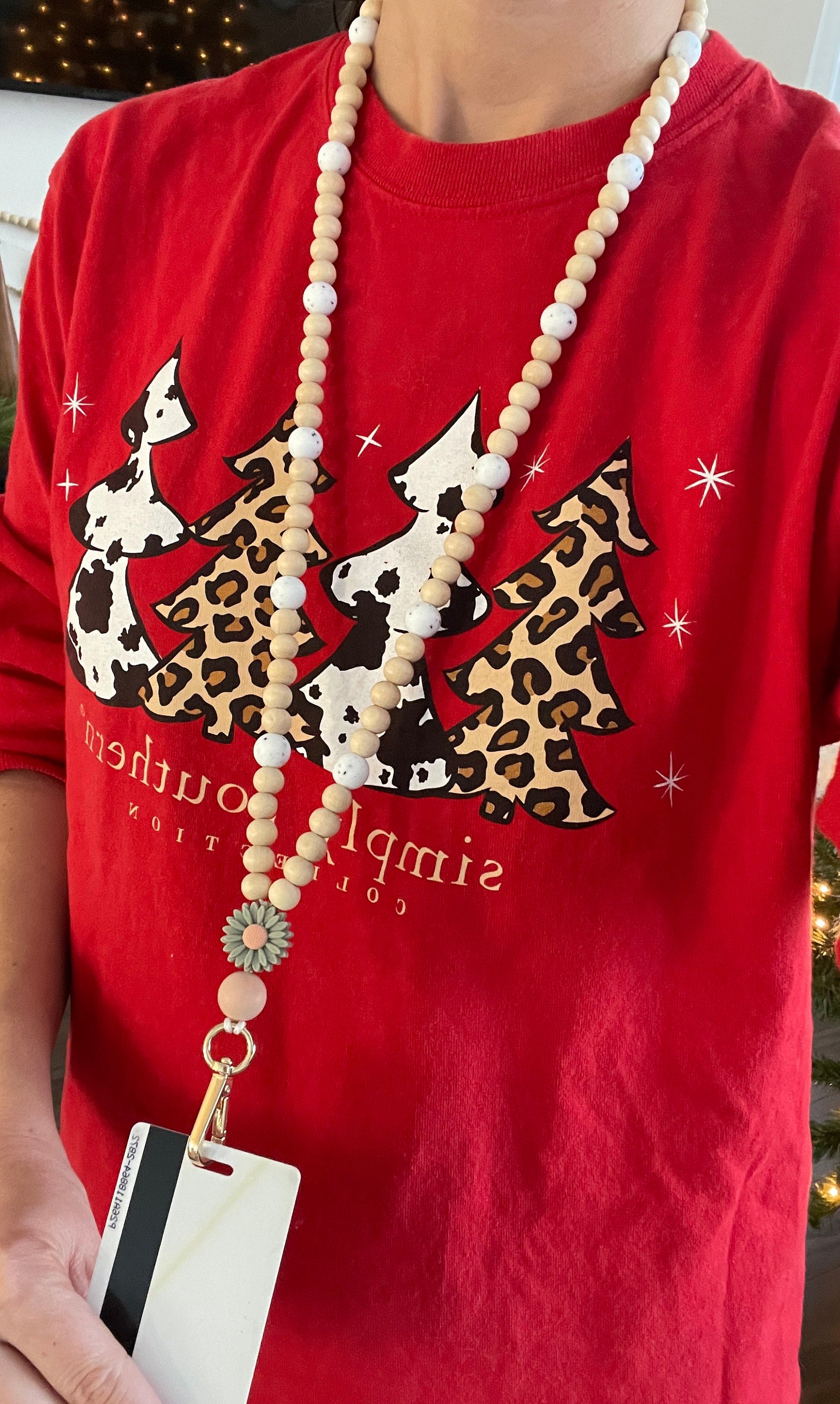 Daisy Wood Bead Lanyard/beaded Lanyard/teacher Lanyard/lanyard Etsy