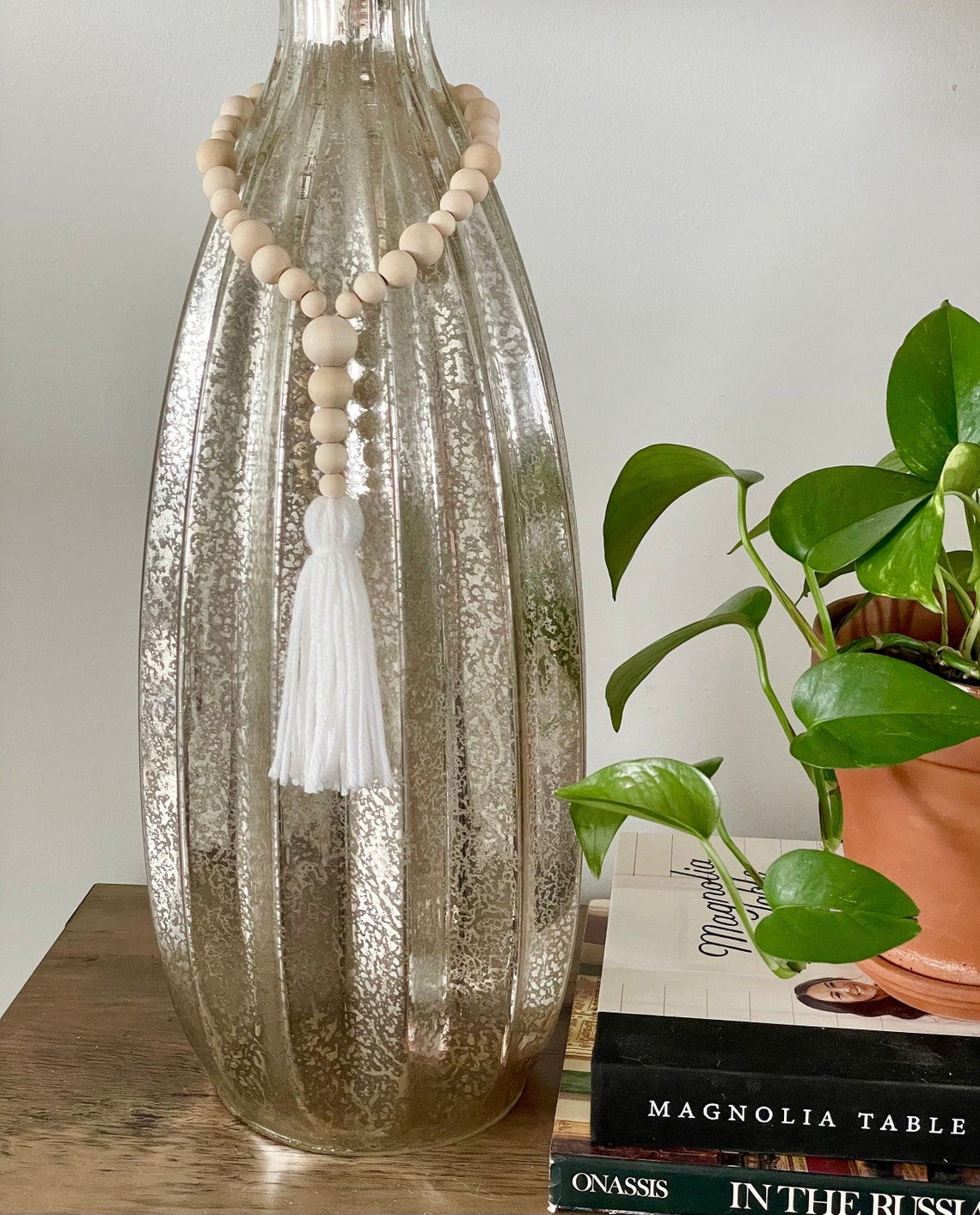 Vase Garland/vase Decor/custom Wood Bead Garland With Tassel/ Etsy