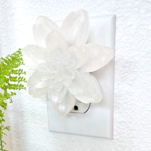 Handmade Wall Night Light with Sensor | Plug-In LED Nightlight Gift for Her | Cottagecore Fairycore Room Decor | Large Peony Flower Light
