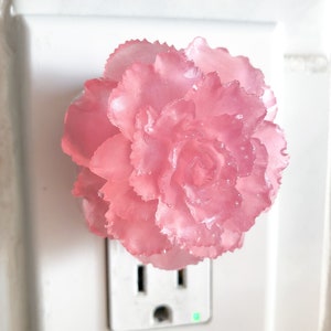 Wall Night Light | Gift for Her Flower Night Light | Flowers for Mom | Cute Anniversary Gift Bathroom Decor Botanicals Carnations