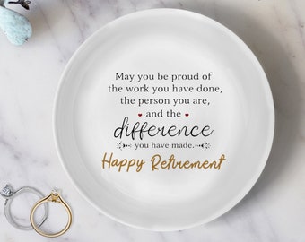 Personalized Jewelry Dish-Retired 2021 Retirement Gifts For Women-Birthday Gift-Gift For Retirement Mom,Grandma,Aunt,Friend-Happy Retirement