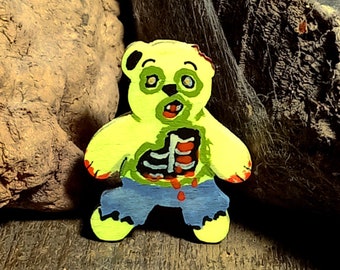 Halloween Zombie Bear Pin, Handmade Gift For Gamer Boy, Gamer Girl, Horror Gift, Zombie For Kids, Unique Gift For Him, Halloween Accessory