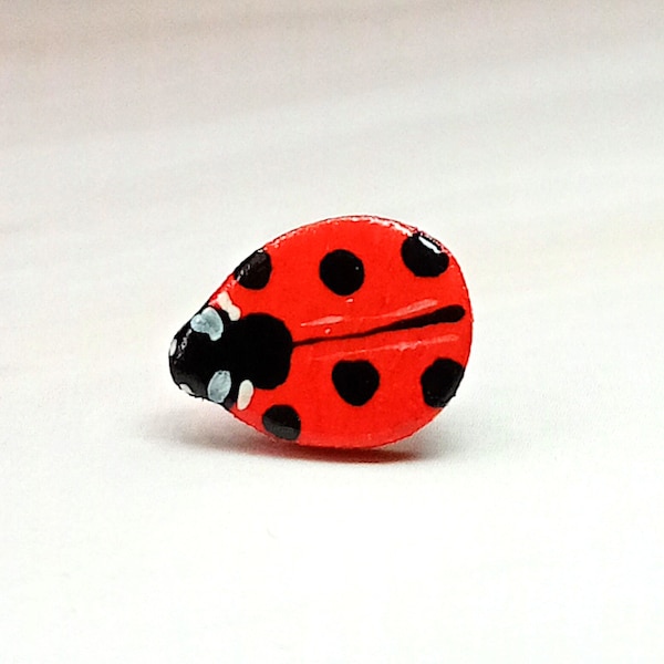 Lucky Ladybird Pin, Handmade Ladybug Pin, Hand Painted Good Luck Gift, Lady Bug Fridge Magnet, Realistic Ladybird Brooch, Good Luck Charm