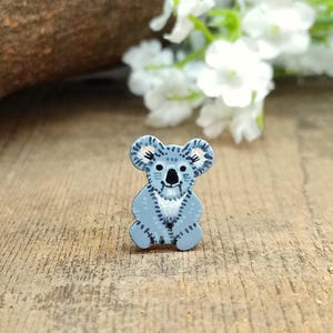 Tiny Koala Pin, Handmade Animal Lover Gift, Baby Koala Badge, Hand Painted Koala, Koala Jewelry, Mini Koala Brooch Gift