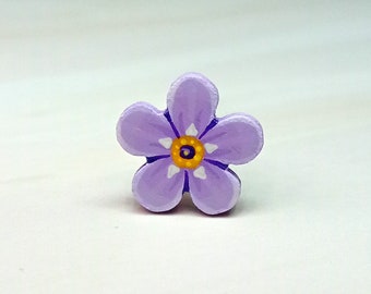 Purple Forget Me Not Pin, Handmade Dementia Gift, In Memory Badge, Hand Painted Flower, Forget Me Not Jewellery, Tiny Purple Flower Brooch